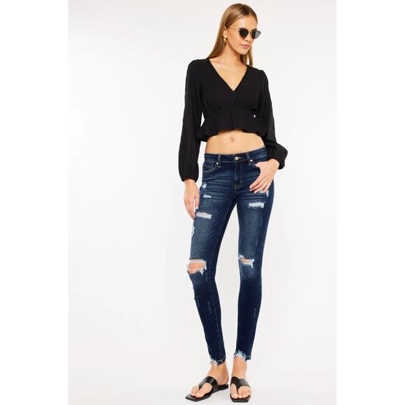 KanCan Cora Mid Rise Super Skinny Distressed Jeans Women's Size 26 - Picture 1 of 10